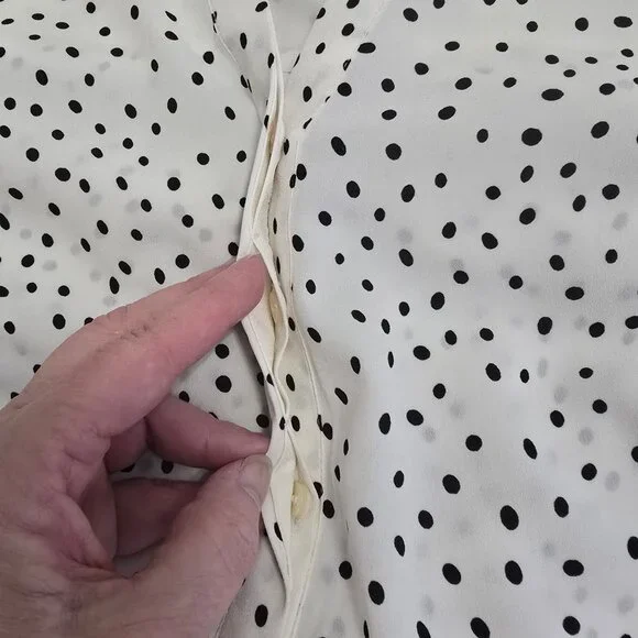Talbots Women's 2x White Black Polka Dot Blouse Flowy Business Professional - Picture 9 of 9